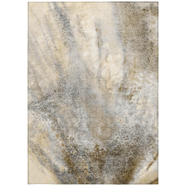 9' X 12' Beige Abstract Washable Non Skid Indoor Outdoor Area Rug