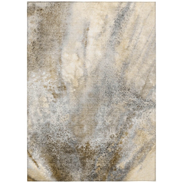 9' X 12' Beige Abstract Washable Non Skid Indoor Outdoor Area Rug