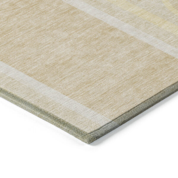 8' X 8' Beige Round Abstract Washable Indoor Outdoor Area Rug