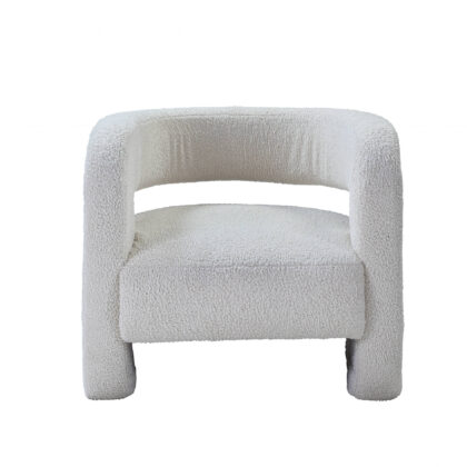 32" White Sherpa Solid Color Barrel Chair