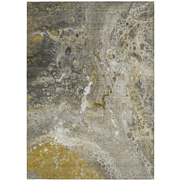 5' X 8' Taupe Brown And Beige Abstract Washable Indoor Outdoor Area Rug