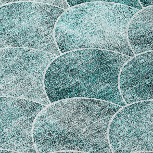 3' X 5' Teal Blue Aqua And Gray Abstract Washable Indoor Outdoor Area Rug