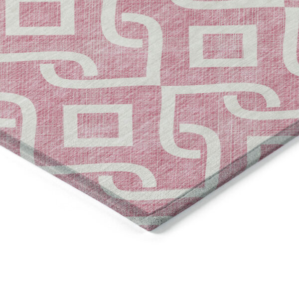 10' X 14' Blush And Ivory Geometric Washable Indoor Outdoor Area Rug