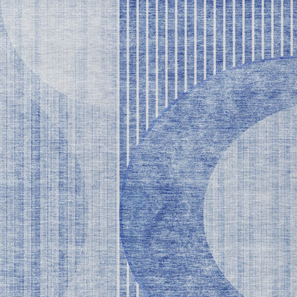 9' X 12' Denim Blue And Sky Blue Geometric Washable Indoor Outdoor Area Rug