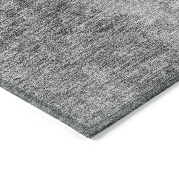 8' Gray Silver And Charcoal Round Ombre Washable Indoor Outdoor Area Rug