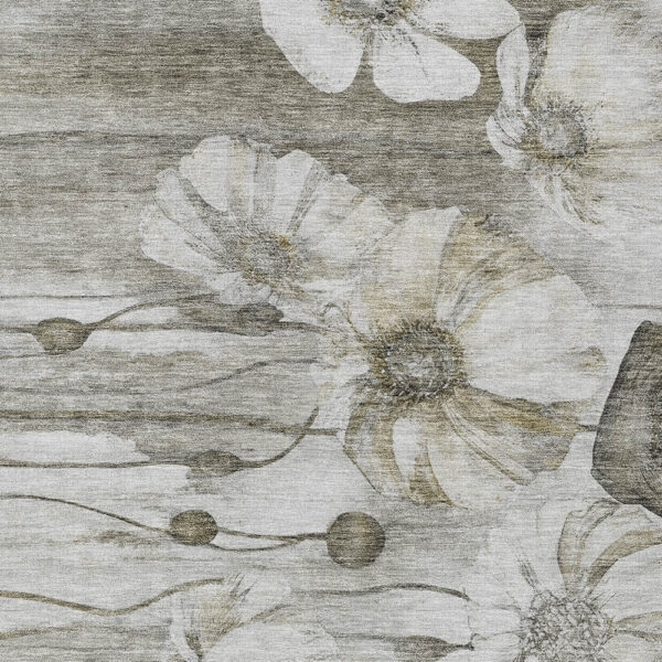 8' X 10' Taupe Ivory And Tan Floral Washable Indoor Outdoor Area Rug