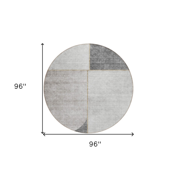 8' Taupe Beige And Gray Round Abstract Washable Indoor Outdoor Area Rug