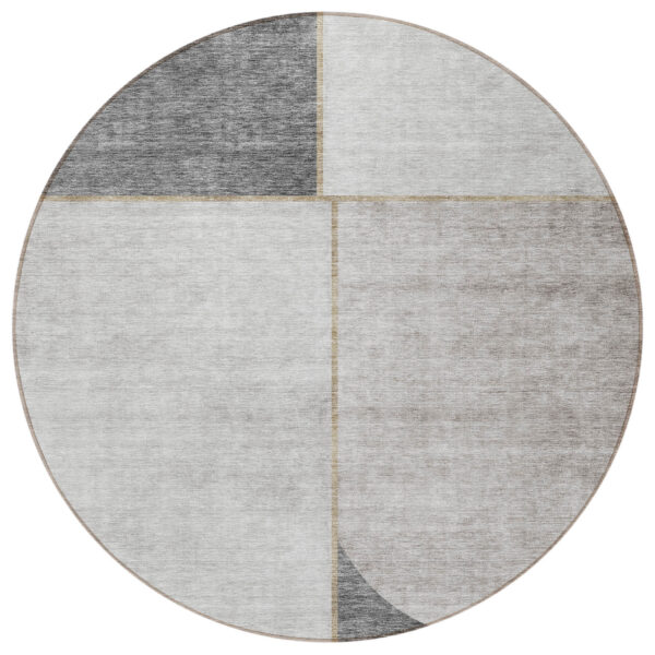 8' Taupe Beige And Gray Round Abstract Washable Indoor Outdoor Area Rug
