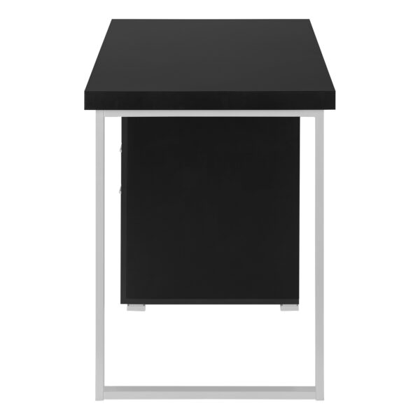 47" Black and Gray Wood and Metal Computer Desk With Three Drawers