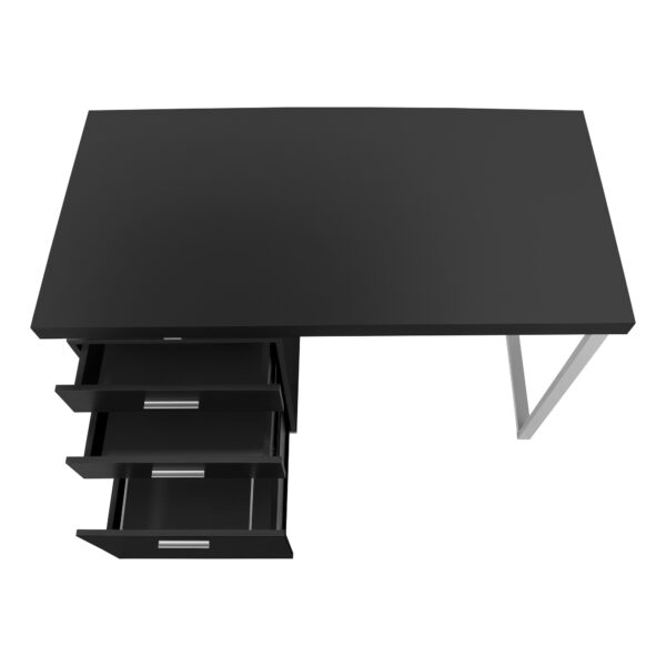 47" Black and Gray Wood and Metal Computer Desk With Three Drawers