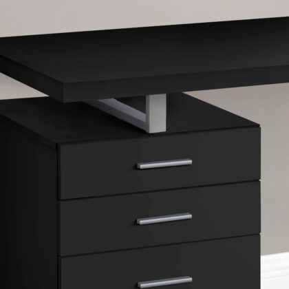 47" Black and Gray Wood and Metal Computer Desk With Three Drawers