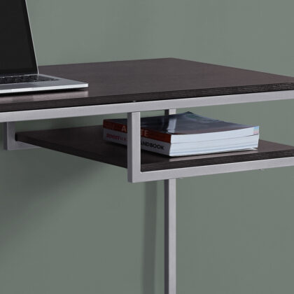 22" Dark Brown and Silver Computer Desk