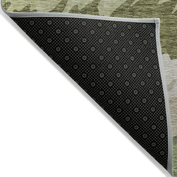 9' X 12' Beige And Olive Green Striped Washable Indoor Outdoor Area Rug