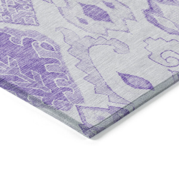 9' X 12' Purple Lavender And Ivory Moroccan Washable Indoor Outdoor Area Rug
