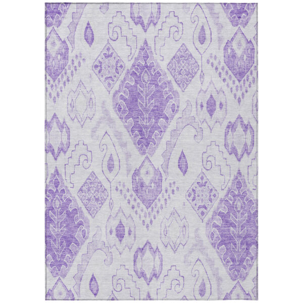 9' X 12' Purple Lavender And Ivory Moroccan Washable Indoor Outdoor Area Rug