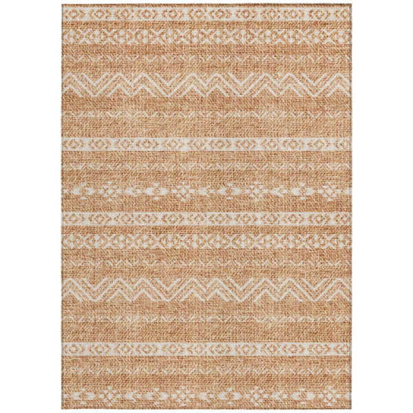 8' X 10' Terra Cotta And Beige Southwestern Washable Indoor Outdoor Area Rug