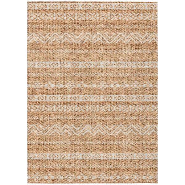8' X 10' Terra Cotta And Beige Southwestern Washable Indoor Outdoor Area Rug