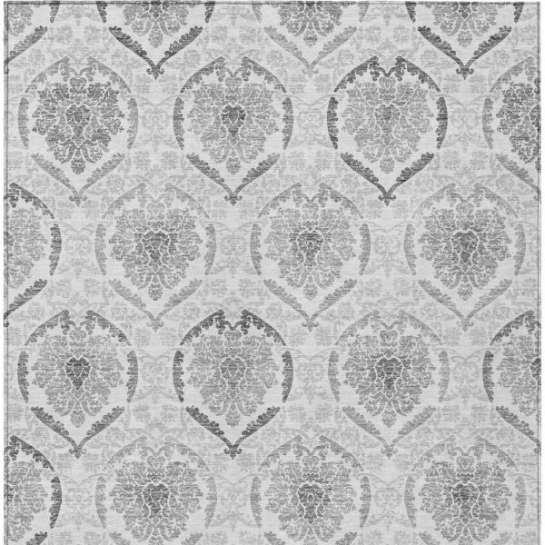 9' X 12' Silver Gray And Charcoal Medallion Washable Indoor Outdoor Area Rug