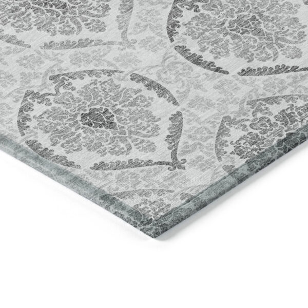 9' X 12' Silver Gray And Charcoal Medallion Washable Indoor Outdoor Area Rug
