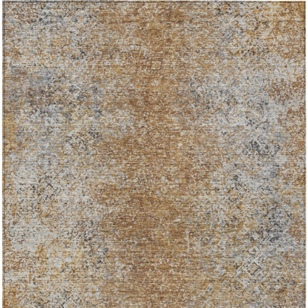 3' X 5' Terra Cotta Silver And Charcoal Oriental Washable Indoor Outdoor Area Rug