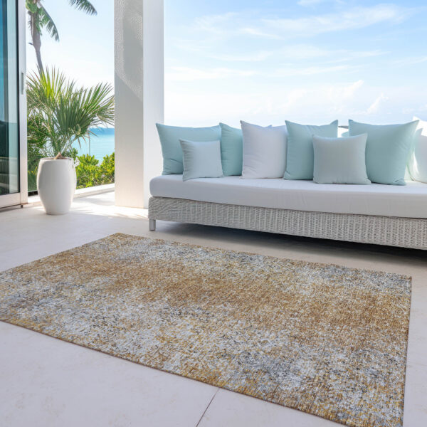 3' X 5' Terra Cotta Silver And Charcoal Oriental Washable Indoor Outdoor Area Rug