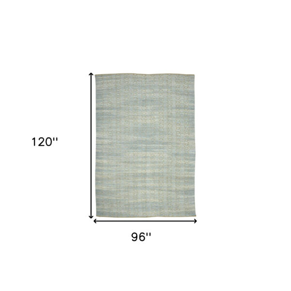 8' x 10' Blue and Brown Geometric Flatweave Handmade Area Rug