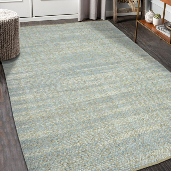8' x 10' Blue and Brown Geometric Flatweave Handmade Area Rug