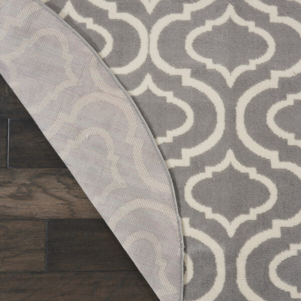 5' Gray Round Moroccan Power Loom Area Rug