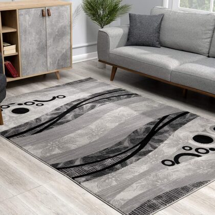 2' X 4' Gray Abstract Dhurrie Area Rug