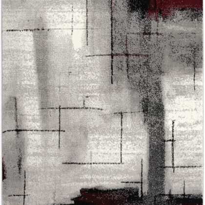 10' Gray Abstract Power Loom Runner Rug
