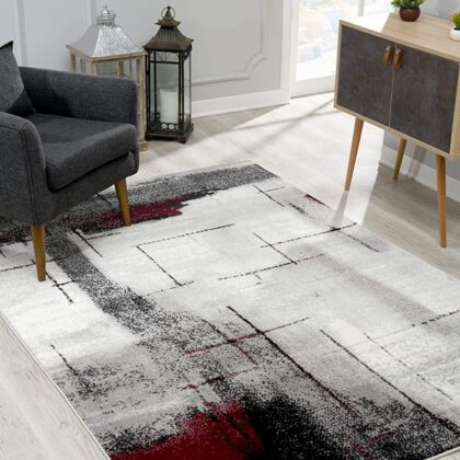 10' Gray Abstract Power Loom Runner Rug