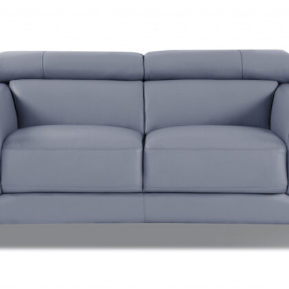 Three Piece Indoor Light Blue Italian Leather Six Person Seating Set