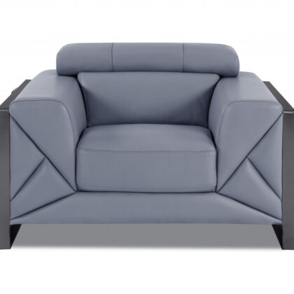 Three Piece Indoor Light Blue Italian Leather Six Person Seating Set