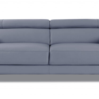 Three Piece Indoor Light Blue Italian Leather Six Person Seating Set