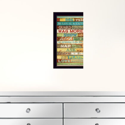 Dog Rules Black Framed Print Wall Art