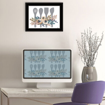 Fall Floral Baking Utensils 2 Black Framed Print Wall Art