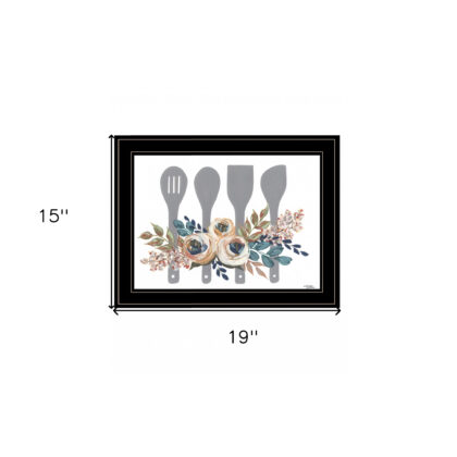 Fall Floral Baking Utensils 2 Black Framed Print Wall Art