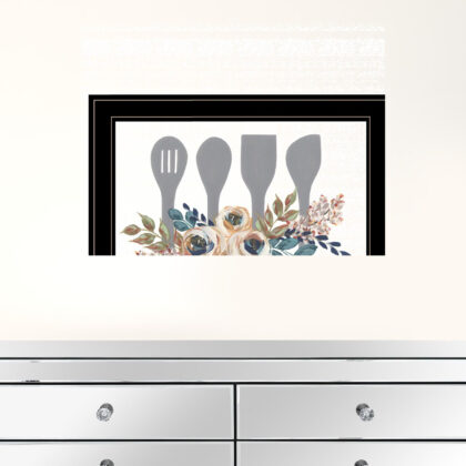 Fall Floral Baking Utensils 2 Black Framed Print Wall Art