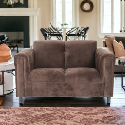 72" Dark Brown And Black Microsuede Loveseat