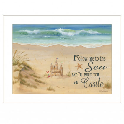 Sand Castle 1 White Framed Print Wall Art
