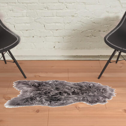 2' x 3' Gray Sheepskin Handmade Non Skid Area Rug