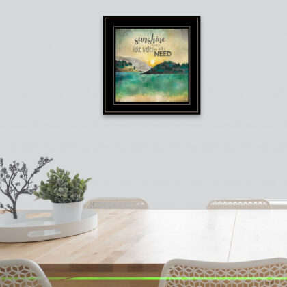 Sunshine And Lake Water 3 Black Framed Print Wall Art