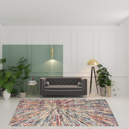 8’ X 11’ Cream Celestial Burst Abstract Area Rug