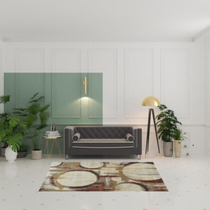 5' X 8' Brick Ivory and Gold Geometric Area Rug
