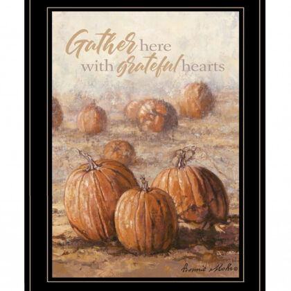 Gather Here With Grateful Hearts 2 Black Framed Print Wall Art
