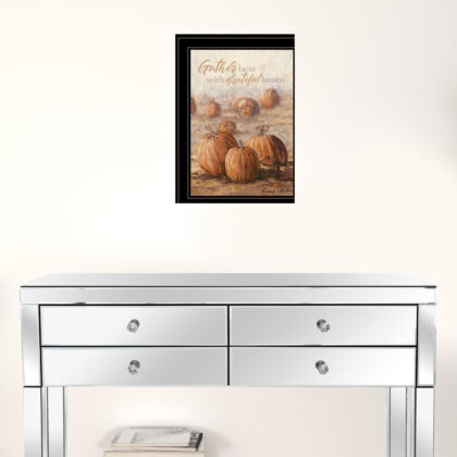 Gather Here With Grateful Hearts 2 Black Framed Print Wall Art