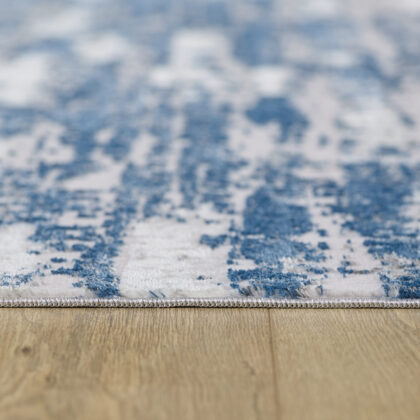 4' x 6' Navy Blue Abstract Washable Non Skid Area Rug