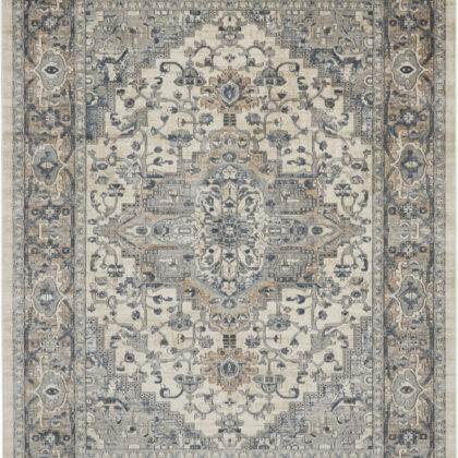 8' x 10' Ivory Floral Power Loom Area Rug