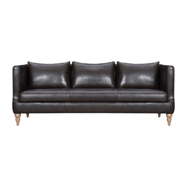 85" Dark Brown And Brown Leather Sofa