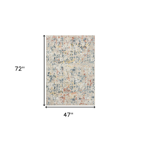 4' x 6' Ivory Blue and Gray Abstract Power Loom Area Rug